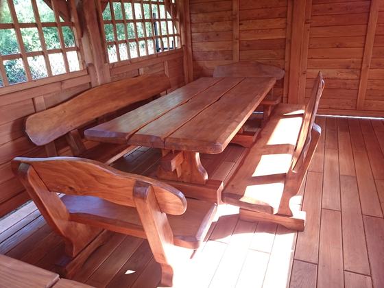 Altana drewniana wolnostojąca, AW029, wymiar 4x5m, kolor teak, pokrycie gont czerwony, dach 4S, barierka B02, realizacja Ciesielnia, zdjęcie 12