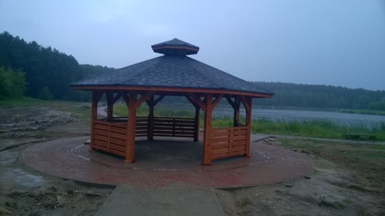 Altana drewniana wolnostojąca, AW036, wymiar 6,2m, kolor teak, pokrycie gont szary, dach WS, barierka B01, realizacja Ciesielnia, zdjęcie 10