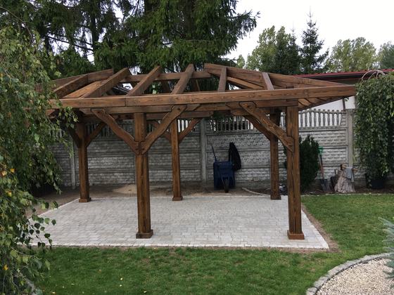 Altana drewniana wolnostojąca, AW049, wymiar 3x5m, kolor palisander, dach 2S, barierka brak, realizacja Ciesielnia, zdjęcie 5