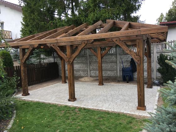 Altana drewniana wolnostojąca, AW049, wymiar 3x5m, kolor palisander, dach 2S, barierka brak, realizacja Ciesielnia, zdjęcie 6