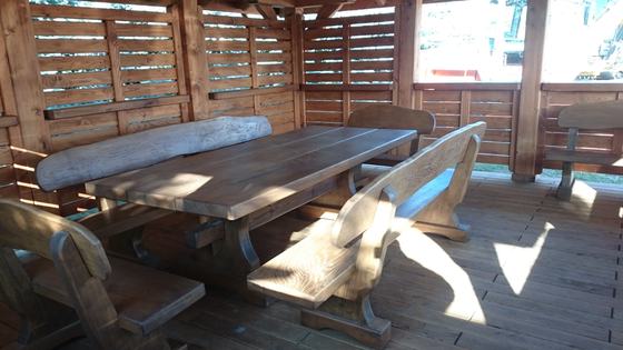 Altana drewniana z grillem, AG005, wymiar 5x6m, kolor teak, pokrycie gont brazowy, dach 4S, barierka B01, realizacja Ciesielnia, zdjęcie 2