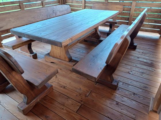 Altana drewniana z grillem, AG013, wymiar 4x6m, kolor teak, pokrycie gont czarny, dach 4S, barierka B02, realizacja Ciesielnia, zdjęcie 5