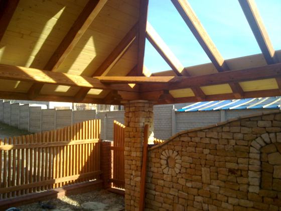 Altana drewniana z grillem, AG015, wymiar 3,2x4,6m, kolor kasztan, dach 4S, barierka brak, realizacja Ciesielnia, zdjęcie 1