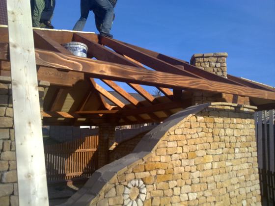 Altana drewniana z grillem, AG015, wymiar 3,2x4,6m, kolor kasztan, dach 4S, barierka brak, realizacja Ciesielnia, zdjęcie 6