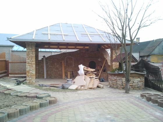 Altana drewniana z grillem, AG015, wymiar 3,2x4,6m, kolor kasztan, dach 4S, barierka brak, realizacja Ciesielnia, zdjęcie 15