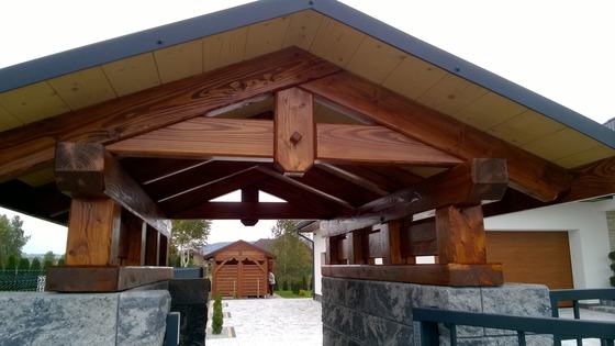 Drewutnia lub konstrukcja użytkowa z drewna, DU008, wymiar 1,2x2m, kolor kasztan, pokrycie gont szary, dach 2S, realizacja Ciesielnia, zdjęcie 9