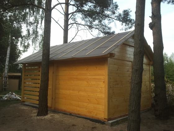 Drewutnia lub konstrukcja użytkowa z drewna, DU011, wymiar 4,1x6m, kolor sosna, dach 2S, barierka B01+PELNA-SCIANA, realizacja Ciesielnia, zdjęcie 7