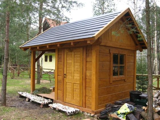 Drewutnia lub konstrukcja użytkowa z drewna, DU012, wymiar 2x3,5m, kolor dąb, pokrycie dachowka, dach 1S, ściany sciana azurowa+pelna sciana, realizacja Ciesielnia, zdjęcie 3