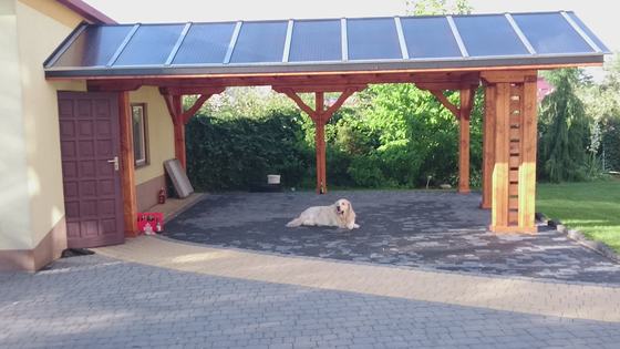 Garaż drewniany lub wiata garażowa, G001, wymiar 5x6m, kolor teak, pokrycie poliweglan, dach 2S, rodzaj otwarty, realizacja Ciesielnia, zdjęcie 8
