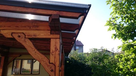 Garaż drewniany lub wiata garażowa, G001, wymiar 5x6m, kolor teak, pokrycie poliweglan, dach 2S, rodzaj otwarty, realizacja Ciesielnia, zdjęcie 9