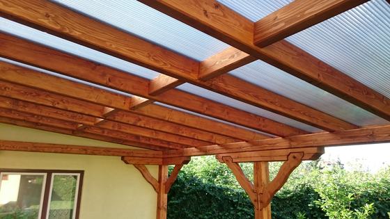Garaż drewniany lub wiata garażowa, G001, wymiar 5x6m, kolor teak, pokrycie poliweglan, dach 2S, rodzaj otwarty, realizacja Ciesielnia, zdjęcie 10