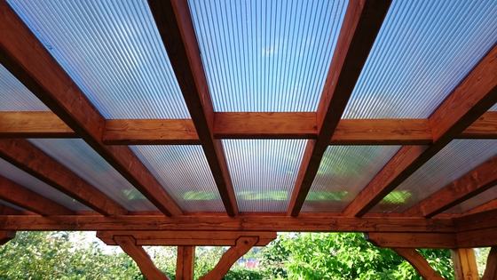 Garaż drewniany lub wiata garażowa, G001, wymiar 5x6m, kolor teak, pokrycie poliweglan, dach 2S, rodzaj otwarty, realizacja Ciesielnia, zdjęcie 11