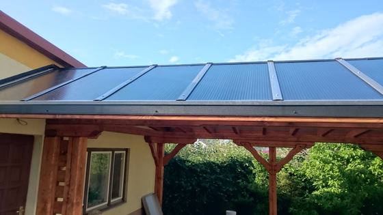 Garaż drewniany lub wiata garażowa, G001, wymiar 5x6m, kolor teak, pokrycie poliweglan, dach 2S, rodzaj otwarty, realizacja Ciesielnia, zdjęcie 13