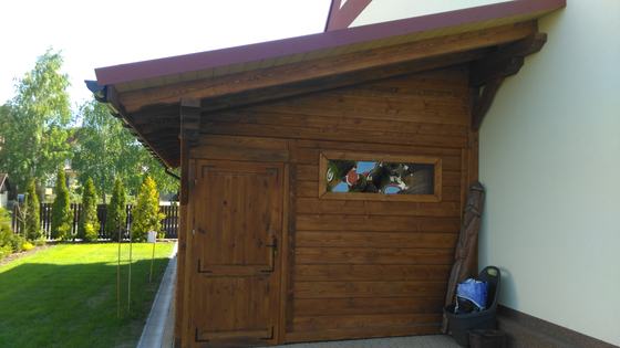 Garaż drewniany lub wiata garażowa, G003, wymiar 3,8x10m, kolor orzech, pokrycie blacha, dach 1S, realizacja Ciesielnia, zdjęcie 3