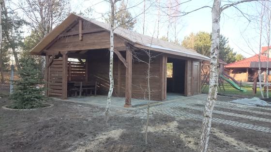 Garaż drewniany lub wiata garażowa, G006, wymiar 5,5x8m, kolor palisander, dach 2S, realizacja Ciesielnia, zdjęcie 1