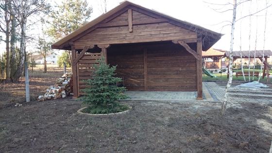 Garaż drewniany lub wiata garażowa, G006, wymiar 5,5x8m, kolor palisander, dach 2S, realizacja Ciesielnia, zdjęcie 5