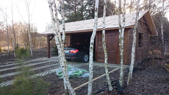 Garaż drewniany lub wiata garażowa, G006, wymiar 5,5x8m, kolor palisander, dach 2S, realizacja Ciesielnia, zdjęcie 8