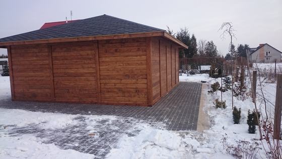 Garaż drewniany lub wiata garażowa, G007, wymiar 6,5x9m, kolor orzech, pokrycie gont szary, dach 4S, rodzaj zamkniety, realizacja Ciesielnia, zdjęcie 10