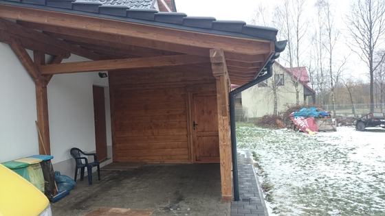 Garaż drewniany lub wiata garażowa, G012, wymiar 3,5x6m, kolor orzech, pokrycie dachowka, dach 1S, realizacja Ciesielnia, zdjęcie 2