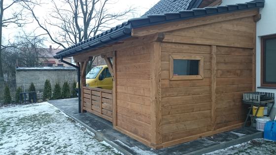 Garaż drewniany lub wiata garażowa, G012, wymiar 3,5x6m, kolor orzech, pokrycie dachowka, dach 1S, realizacja Ciesielnia, zdjęcie 8