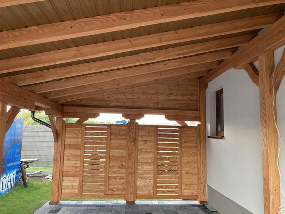 Garaż drewniany lub wiata garażowa, G024, wymiar 3,2x5,6m, kolor teak, pokrycie blacha, dach 1S, rodzaj otwarty, realizacja Ciesielnia, zdjęcie 5