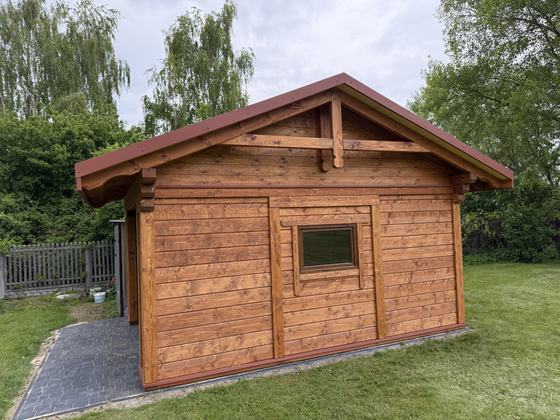 Garaż drewniany lub wiata garażowa, G030, wymiar 4x5m, kolor teak, pokrycie blacha, dach 2S, rodzaj zamkniety, realizacja Ciesielnia, zdjęcie 2