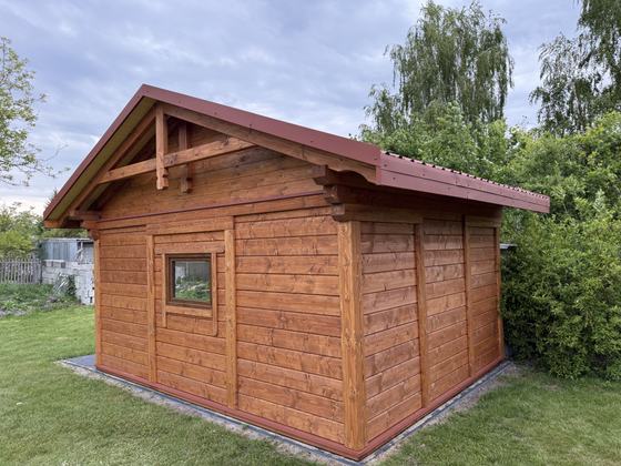 Garaż drewniany lub wiata garażowa, G030, wymiar 4x5m, kolor teak, pokrycie blacha, dach 2S, rodzaj zamkniety, realizacja Ciesielnia, zdjęcie 5