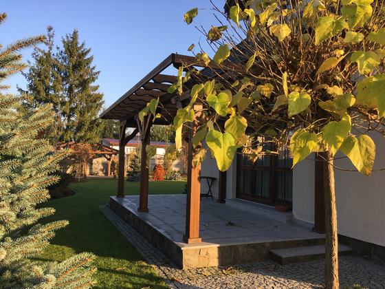 Pergola drewniana, PE003, wymiar 3x5m, kolor palisander, realizacja Ciesielnia, zdjęcie 2