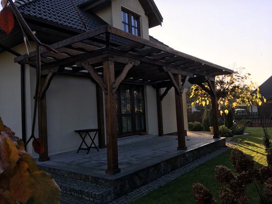 Pergola drewniana, PE003, wymiar 3x5m, kolor palisander, realizacja Ciesielnia, zdjęcie 4