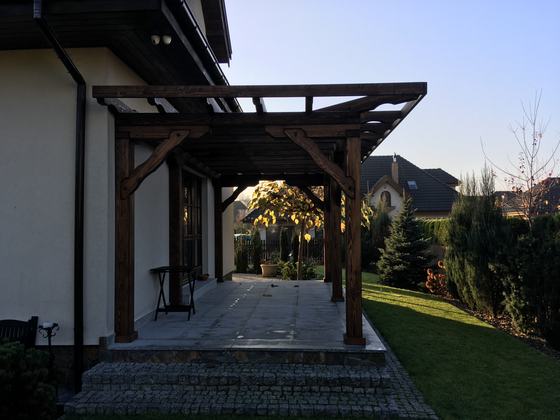Pergola drewniana, PE003, wymiar 3x5m, kolor palisander, realizacja Ciesielnia, zdjęcie 5