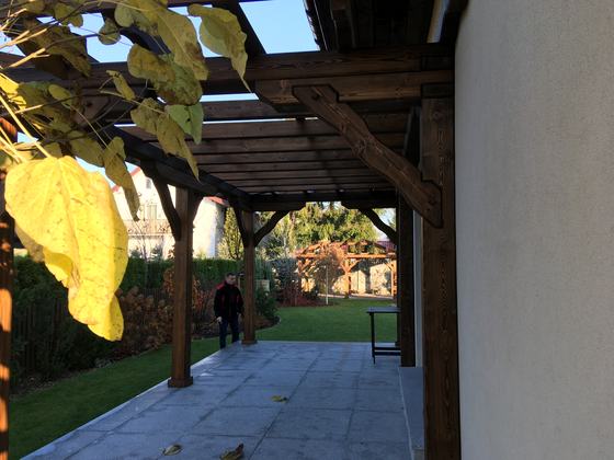 Pergola drewniana, PE003, wymiar 3x5m, kolor palisander, realizacja Ciesielnia, zdjęcie 6