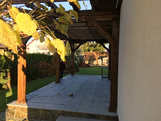 Pergola drewniana, PE003, wymiar 3x5m, kolor palisander, realizacja Ciesielnia, zdjęcie 7