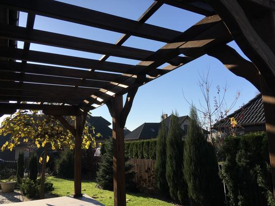 Pergola drewniana, PE003, wymiar 3x5m, kolor palisander, realizacja Ciesielnia, zdjęcie 8