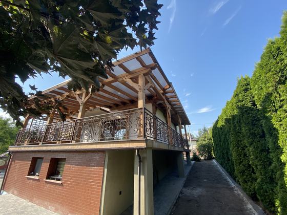 Taras lub zadaszenie drewniane, T005, wymiar 4x7m, kolor teak, pokrycie poliweglan, dach 1S, realizacja Ciesielnia, zdjęcie 15