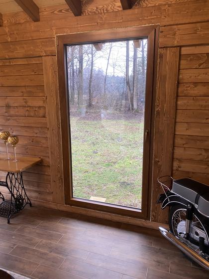 Taras lub zadaszenie drewniane, T008, wymiar 5x6m, kolor teak, pokrycie gont zielony, dach 4S, realizacja Ciesielnia, zdjęcie 7
